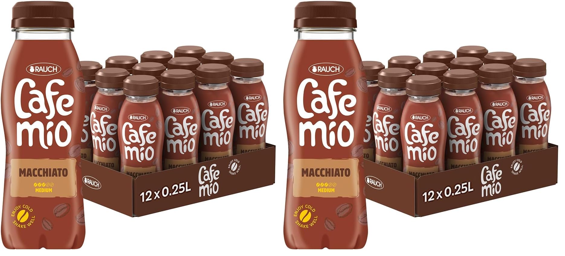 Cafemio Macchiato | Eiskaffee-Genuss To-Go | Einzigartiger Kaffeegeschmack mit bester Alpenmilch aus Österreich | nicht kühlfplichtig | die Kaffeepause für unterwegs | 12x 250ml PET (Packung mit 2)