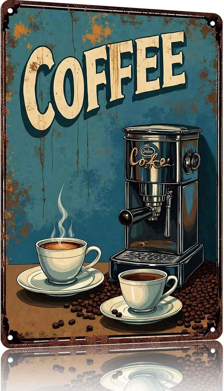 Vintage Wall Decor 8x12 Inch Metal Sign Coffee Espresso Machine s Decor