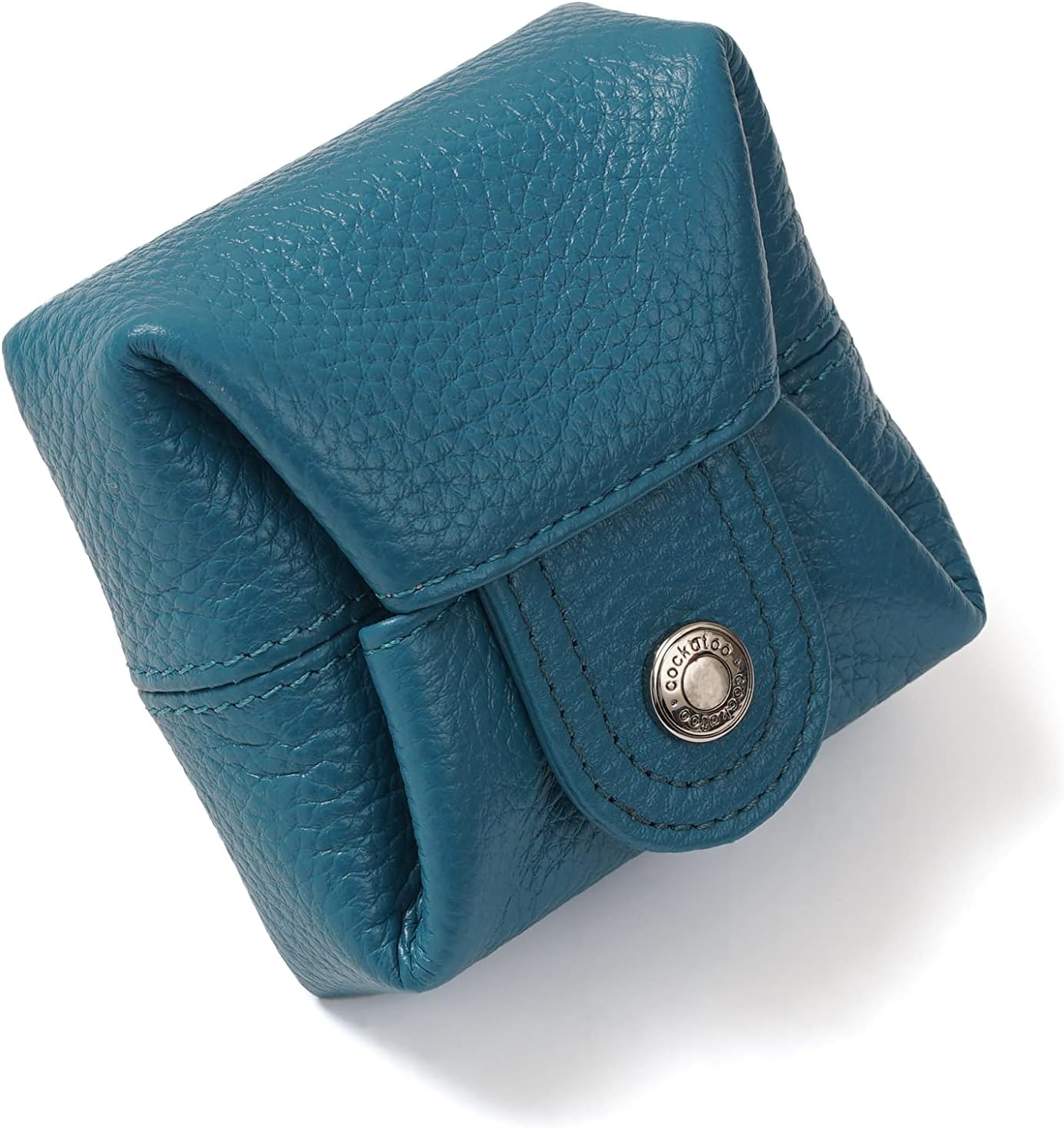 Cockatoo Genuine Leather Coin Pouch Change Holder, Mini Snap Pocket Wallet for Men Women (Brown, Small)