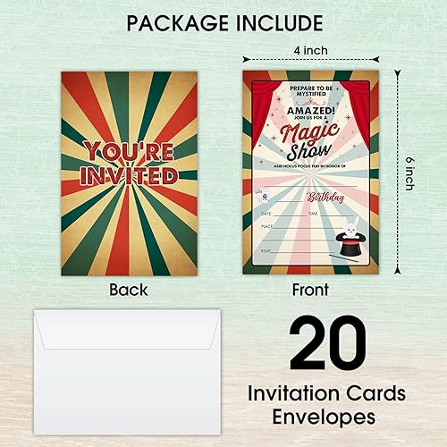 Miniatura 2 de Tarjetas de invitación de cumpleaños, invitaciones de fiesta de espectáculos mágicos, suministros de decoración de fiesta de feliz cumpleaños para