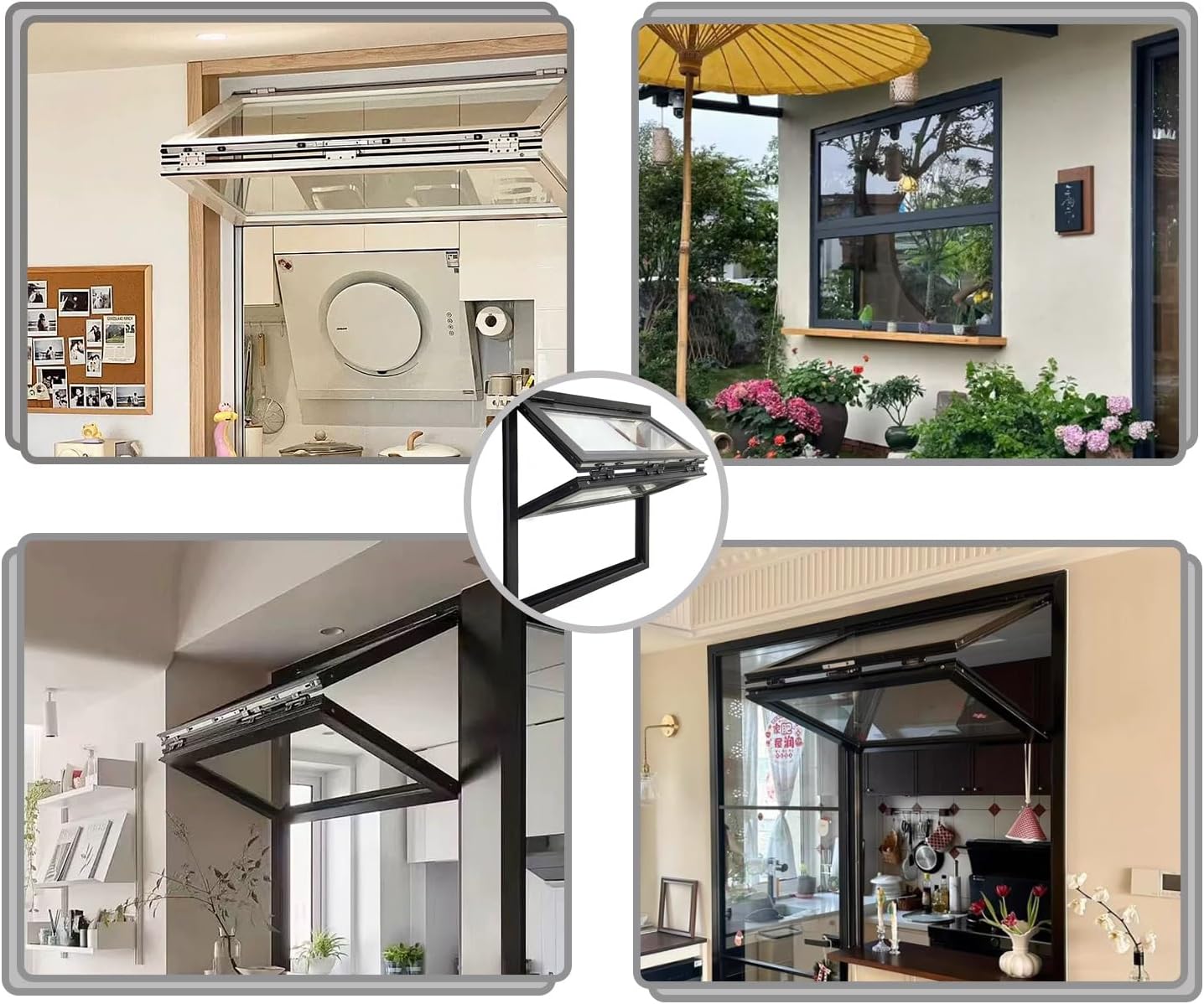 Foldable Sliding Serving Window,Aluminum Alloy Frame Concession Windows with Bottom Frame, Double Hung Window for Flower Coffee Shop(Black,WxH 22x24in)