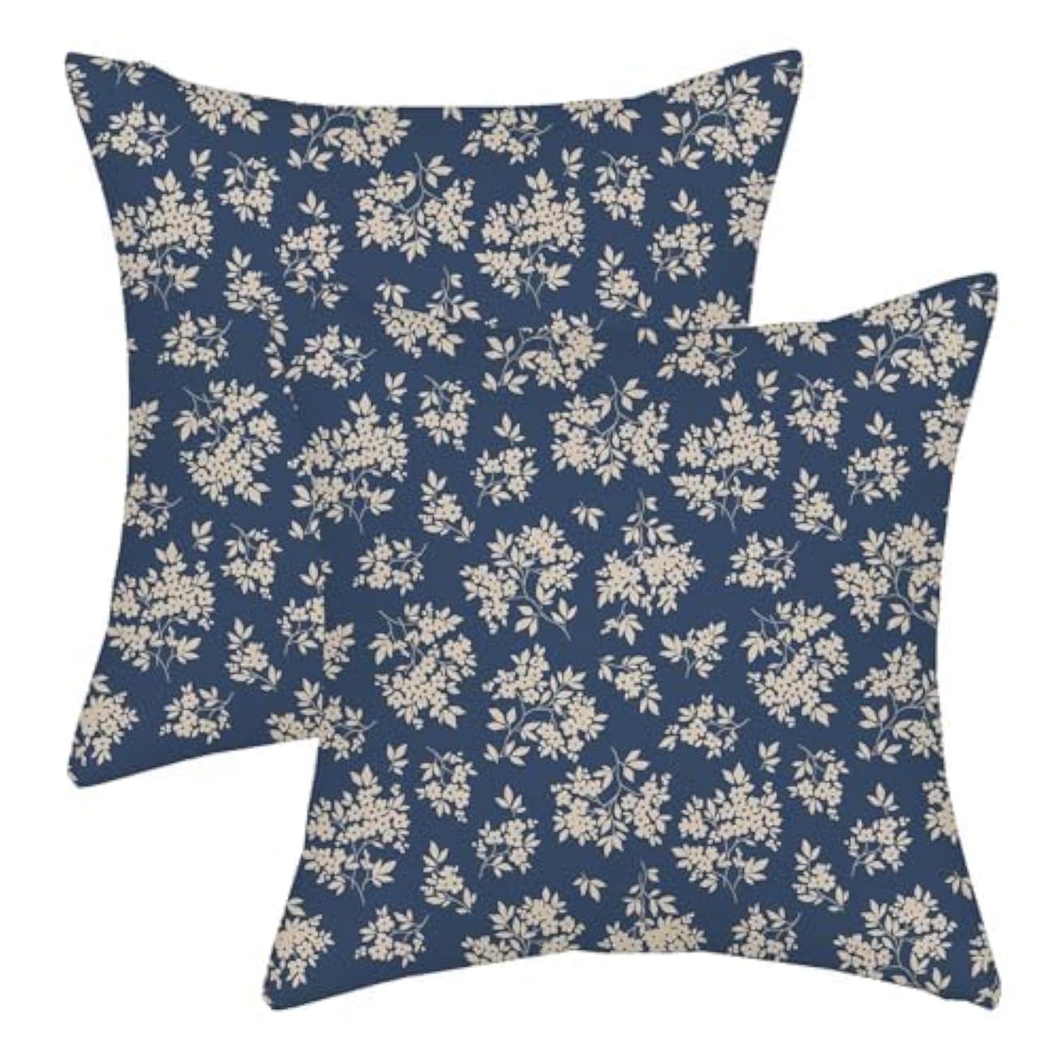Spring Flower Pillow Covers 20x20 Chinoiserie Navy Blue Floral Farmhouse Decor Throw Pillows Case for Couch Seasonal Pillowcase Outdoor Decorative