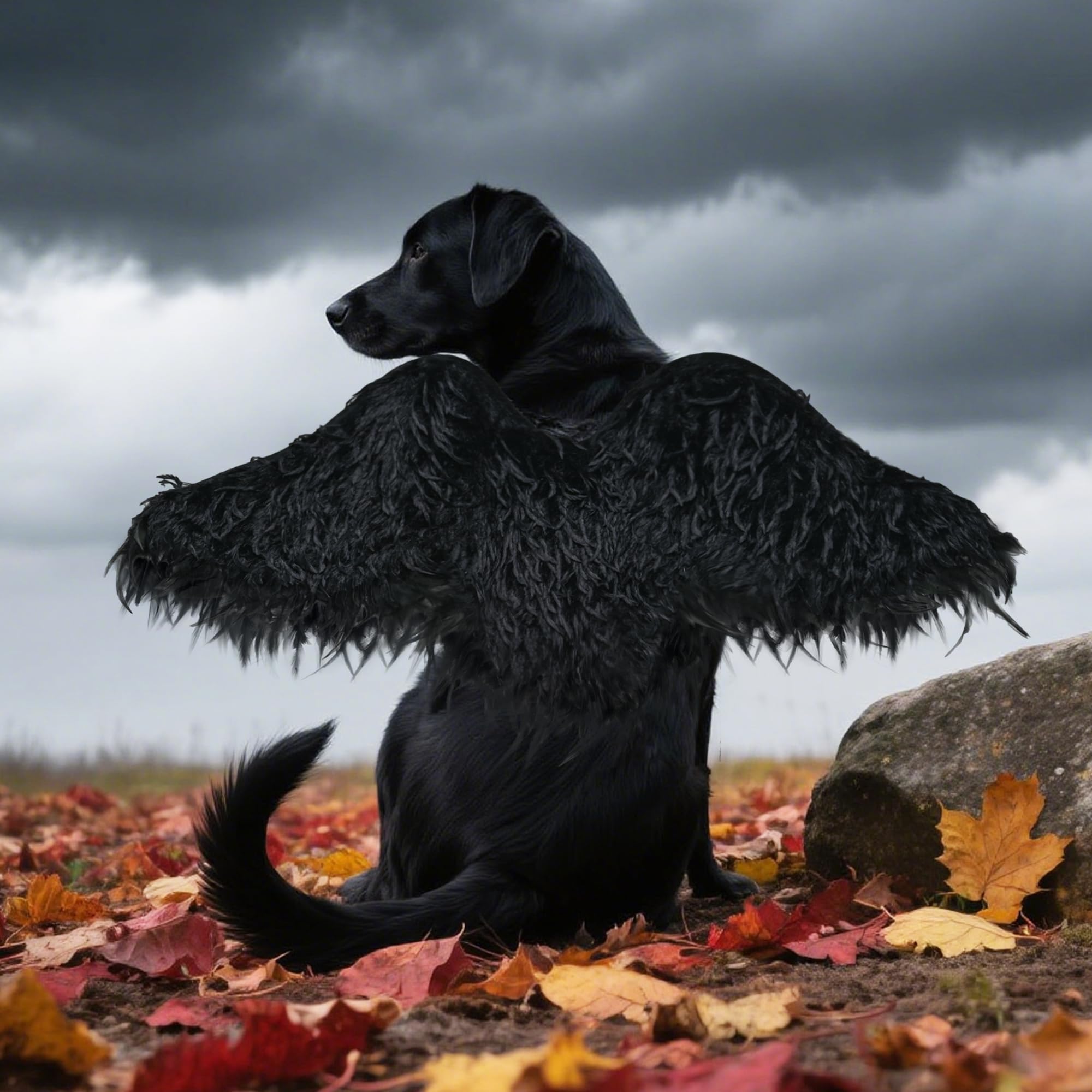 Ailes d'ange en plumes noires pour chien taille M costume Halloween fausse plume animaux