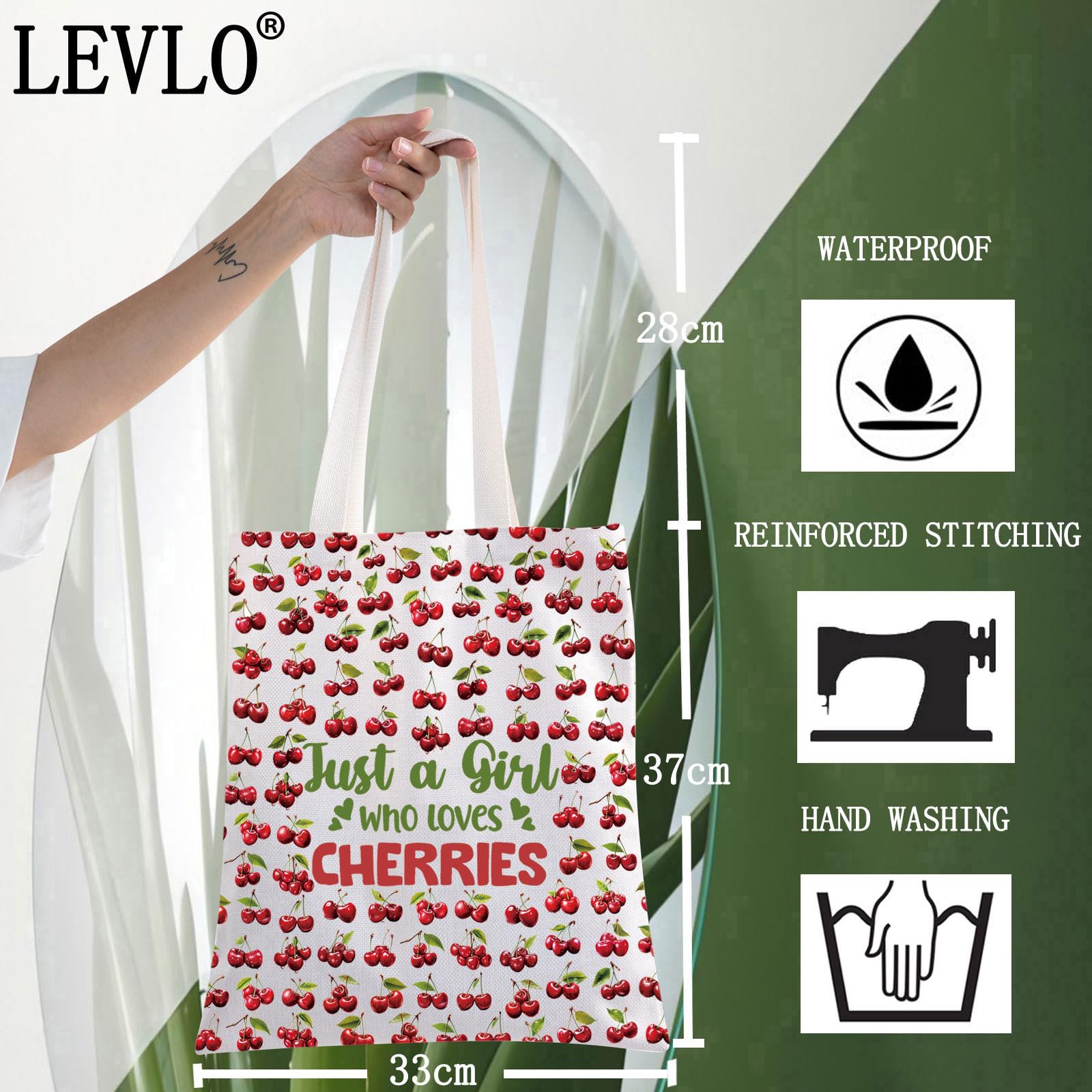 LEVLO Funny Cherry Cosmetic Bag Fruit Lover Gift Just A Girl Who Loves Cherries Makeup Zipper Pouch Bag Cherry Lover Gift for Women Girls Loves Cherries TG - Image 2