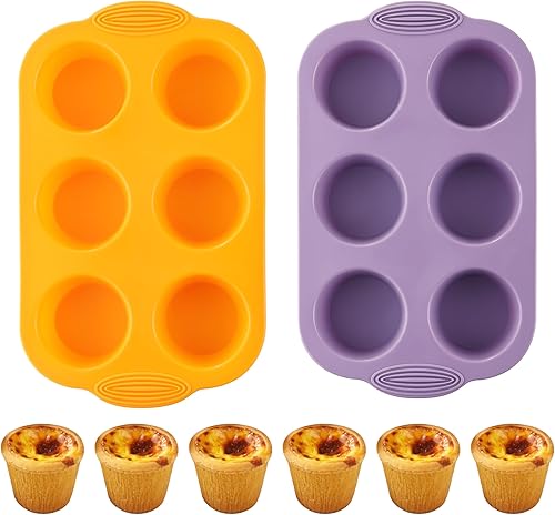 Miniatura 9 de JJOO Moldes de silicona para magdalenas, 6 cavidades antiadherentes para magdalenas, para hornear, ideal para magdalenas, magdalenas, brownies y