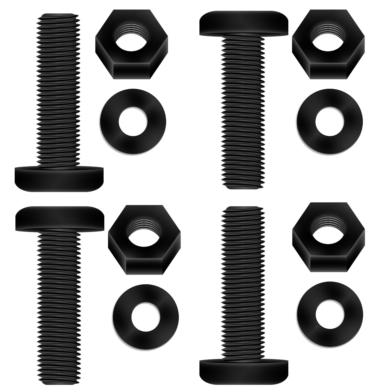 Pzsmocn 150 Pieces/50 Sets M8*35 mm Plastic Black Nylon Cross Round Head Screw Hexagonal Nut Combination Kit, with Insulating Washers, Standard Size, For DIY and Electronic Assembly. — image 1