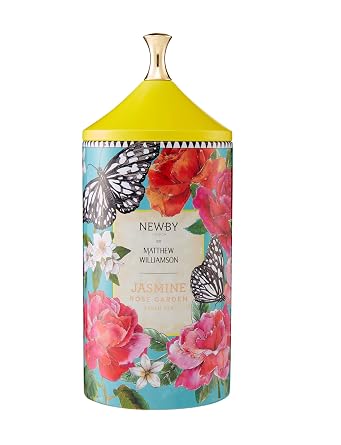 Newby Teas Jasmine Rose Garden Flavoured Green Tea with Rose Petals and Jasmine Flowers 75g Designer Tin Matthew Williamson Collection