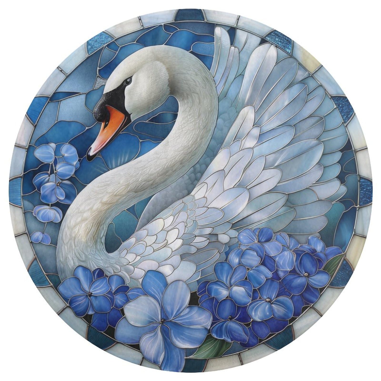 Tapis rond moderne fleurs bleues tapis de sol haute qualité motif cygne