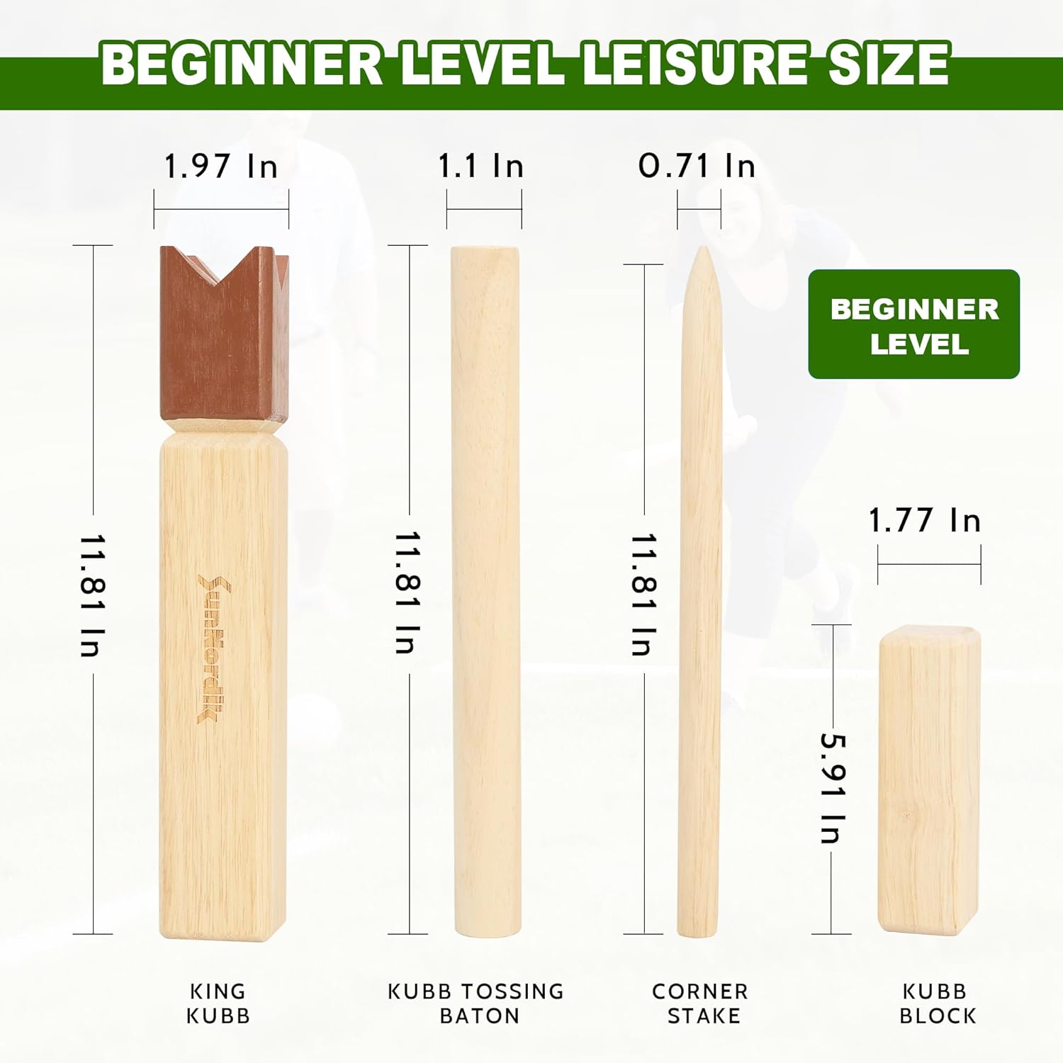 SunNordik Kubb Yard Game Set, Giant Viking Chess Outdoor Tossing Game with Carry Bag, Rubber Wood Backyard Lawn Game for Kids & Beginner