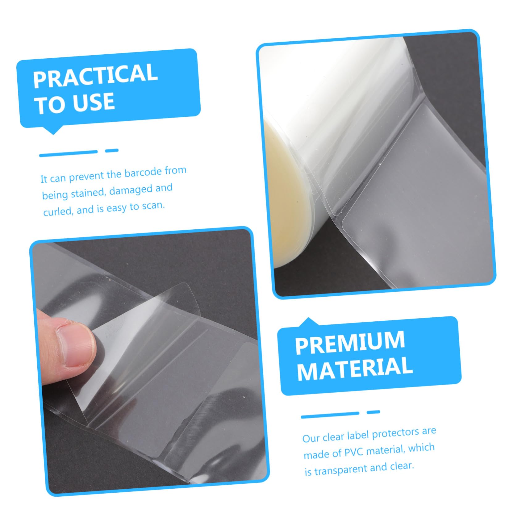 500 Etichette Adesive Trasparenti Protettive in Pvc 52x103 Mm Impermeabili Antigraffio per Codici a Barre e Numeri, Protezione Durevole per Ufficio, Scuola e Biblioteca