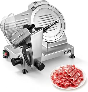 VEVOR Commercial Meat Slicer, 10 inch Electric Food Slicer, 240W Frozen Meat Deli Slicer, Premium Chromium-plated Steel Blade Semi-Auto Meat Slicer For Commercial and Home use