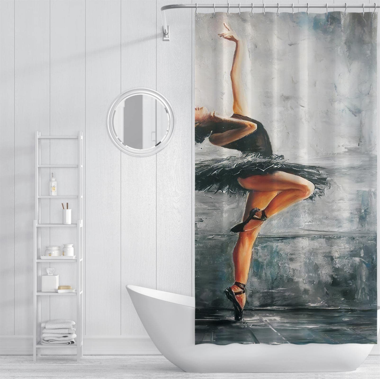 Elegante cortina de ducha hermosa bailarina falda de tela de baño cortina para bañera incluyen 12 ganchos que protegen la privacidad cortinas de ducha 200x180 cm
