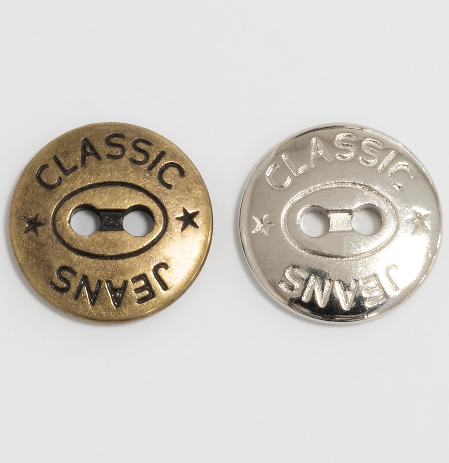 AERZETIX - C75047 - Set of 10 Round Sewing Buttons Ø15mm with 2 Holes L24 24L - Metal - Chrome Colour - Opening 2 mm - Sewing Haberdashery