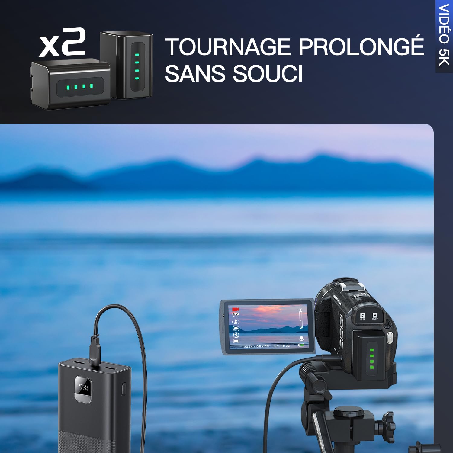 NBD Caméscope 5K 48MP F1.8 WiFi - Écran Orientable 270° & Zoom 16x - Youtube Vlogging Kit, Micro + 11 Filtres, 277g (Marron foncé)