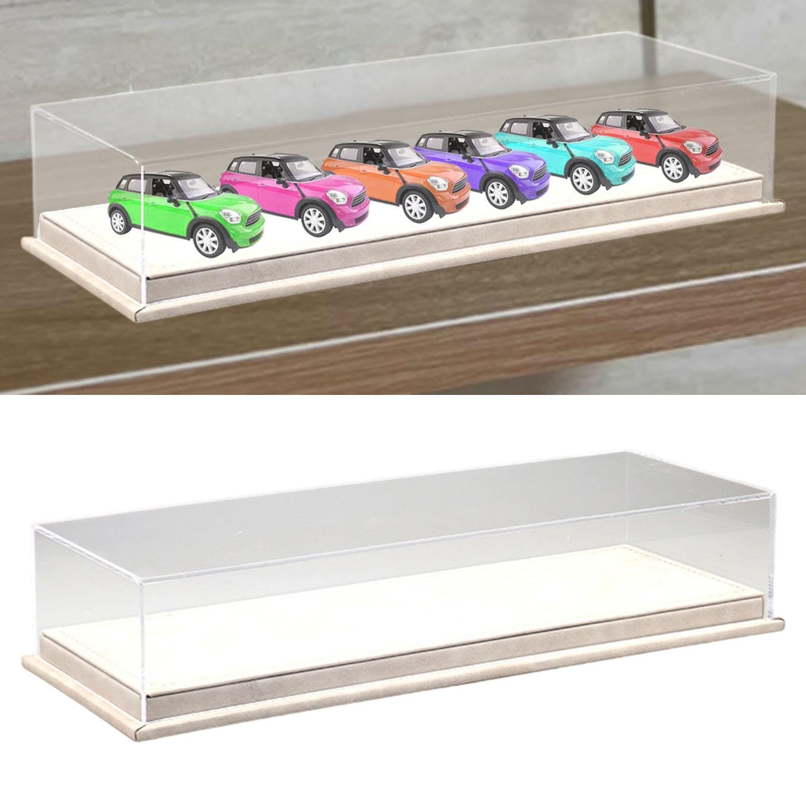 Acryl Vitrine für Modellautos Im Maßstab 1:64, Tischvitrine, Transparente Aufbewahrungsbox für Sammlerstücke Und Spielzeugautos, Beige