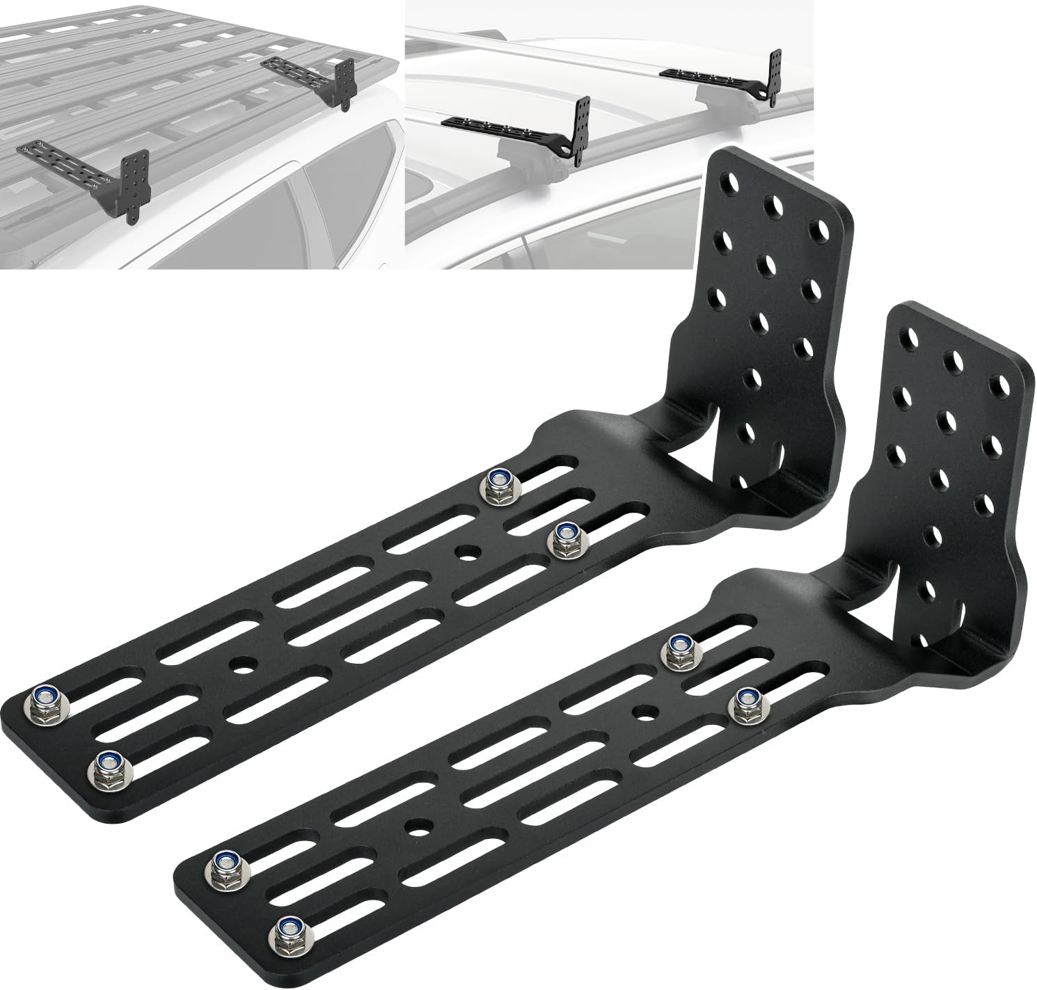 TOPOWN 2PCS Awning Mounting Brackets for Car Roof Rack, Roof Rack Awning Bracket L-Shaped, Awning Mount Brackets Fits 180 Awning / 270 Awning, Awning Mounting Bracket for Cross Bar Heavy Duty