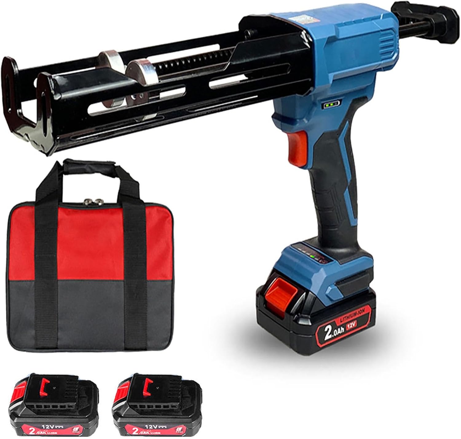 12V Cordless Caulking Gun,400mm Double Cartridge Adhesive Caulking Gun,Adjustable Speed,for Kitchen Bathroom Window Filling Sealing