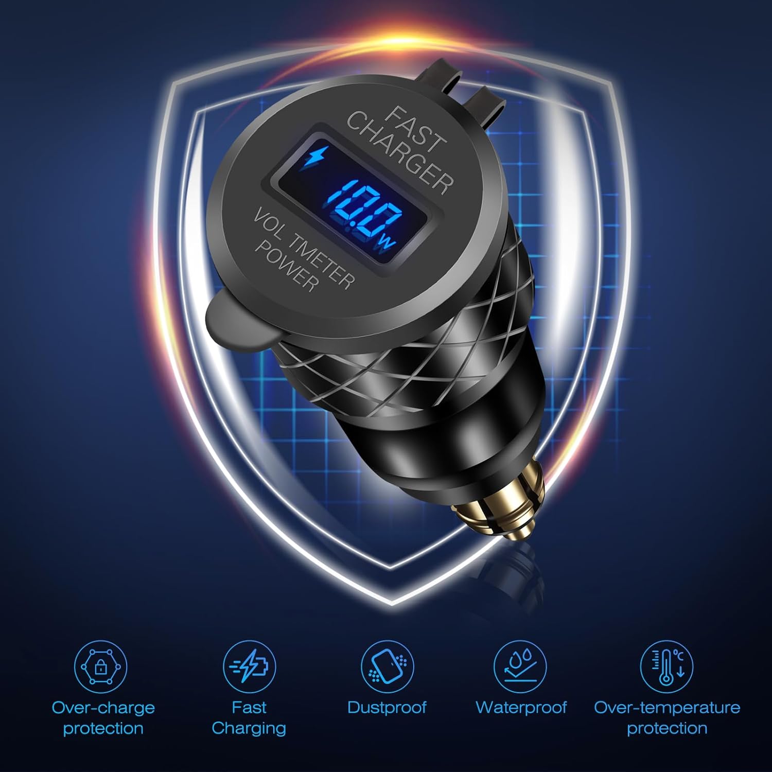 Din Hella Plug to USB Charger Adapter: 45W USB C PD3.0 & 18W QC3.0 Motorcycle Charger Outlet for 12V-24V BMW Triumph Tiger Ducati, Waterproof Dual Phone Fast Charge Port Powerlet with LED Voltmeter - Image 7