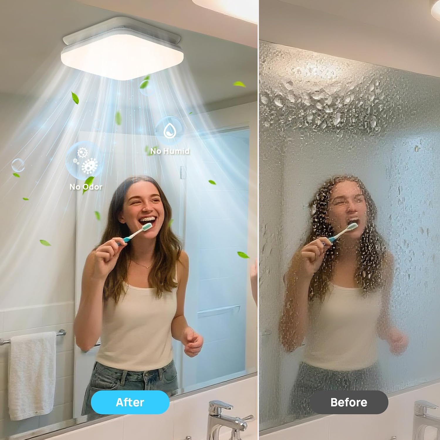 Consciot Bathroom Exhaust Fan with Light, 50 CFM, 1.0 Sone Super Quiet, 1000Lm LED Light, 2700K-5000K 5 Color Selectable & Nightlight, 16W Bath Fan Light Combo