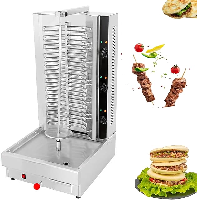 Electric Shawarma Machine Home Vertical Rotisserie Stainless Steel with Efficient Heating Tubes, 360° Rotation Automatic Kebab Machine for Shawarma, Chicken Roaster, Tacos Meat,style2