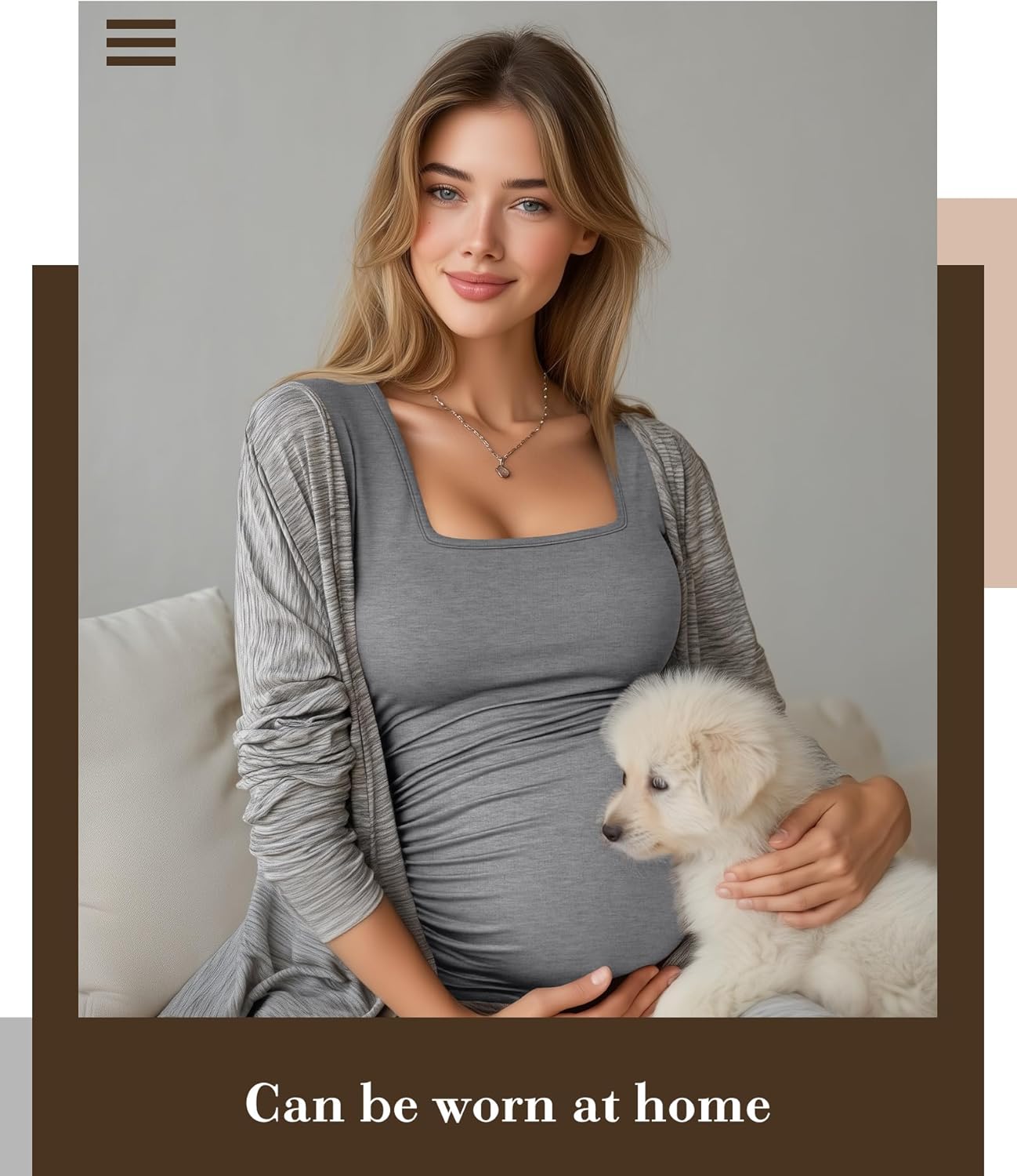 3 Pack Women's Maternity Shirts Long Sleeve Side Ruched Pregnancy Tops Square Neck Basic Tunic Knit Mama Clothes - Image 2
