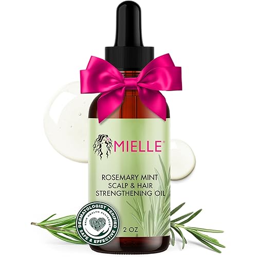 Mielle Organics Rosemary & Mint Hair Oil - Strengthening Biotin Oil Infused Frizzy & Damaged Hair Care - Split Ends & Dry Scalp Treatment to Support Longer, Healthier Strands, 2oz