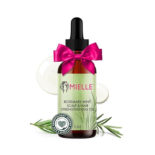 Mielle Organics Rosemary & Mint Hair Oil - Strengthening Biotin Oil Infused Frizzy & Damaged Hair Care - Split Ends & Dry Scalp Treatment to Support Longer, Healthier Strands, 2oz