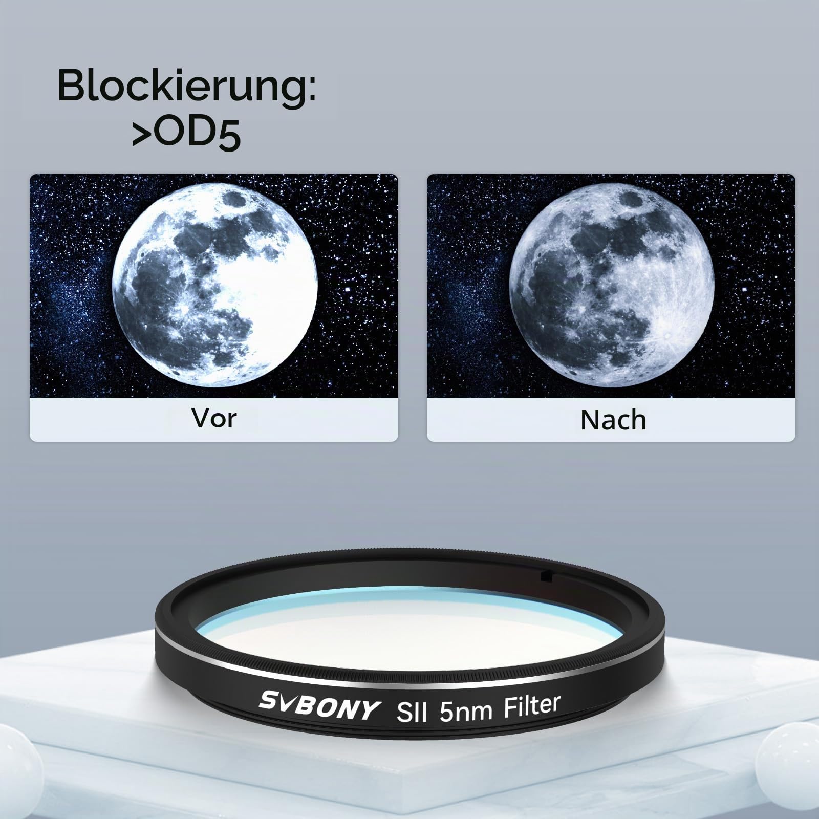 Svbony SV227 2" Teleskopfilter, SII-CCD 5nm Schmalband Deep Sky Filter, Lichtverschmutzungsfilter Blockiert IR für die Astrofotografie zur Deep Sky Beobachtung