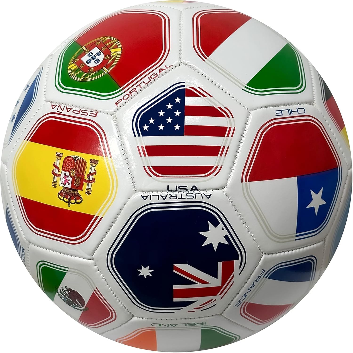 2026 World Flag Country World Flag Training Outdoor Soccer Ball Size 5 Futol Size (Size 5)- White - 1