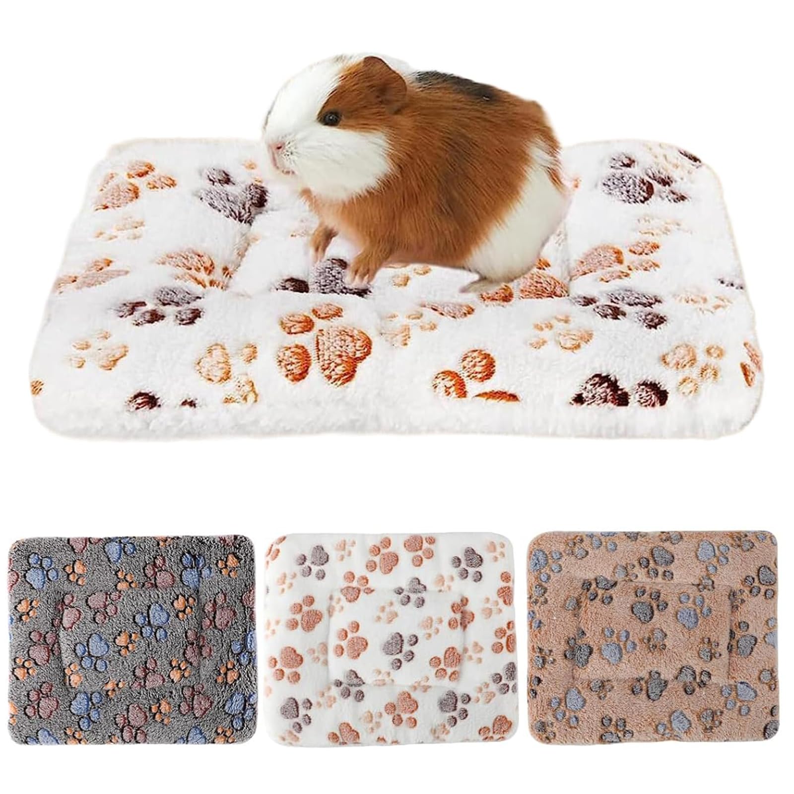 ZNFDOS 3 Pcs Guinea Pig Bed Mat, 35x30cm Washable Small Animal Plush Bed, Warm Fluffy Sleeping Pad Pee Pads for Bunny Hamster Guinea Pig Hedgehog Rat Chinchilla