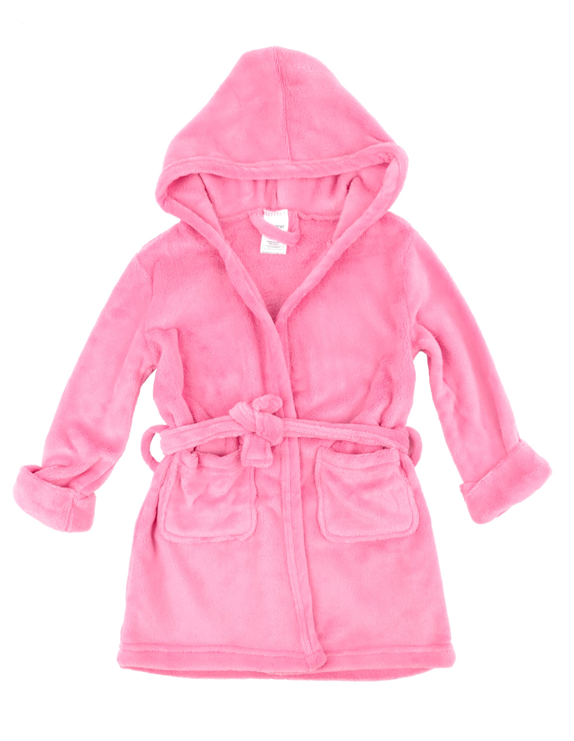 Leveret Kids Boys Girls Fleece Hooded Robe Variety of Colors (Size 2-16 Years)