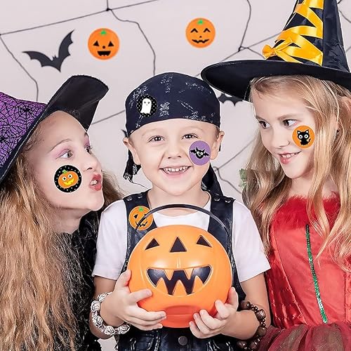 Miniatura 7 de Calcomanías de Halloween para niños, 1000 unidades, rollo de calcomanías de Halloween, calabaza, murciélago, araña, 16 colores y diseños vibrantes,