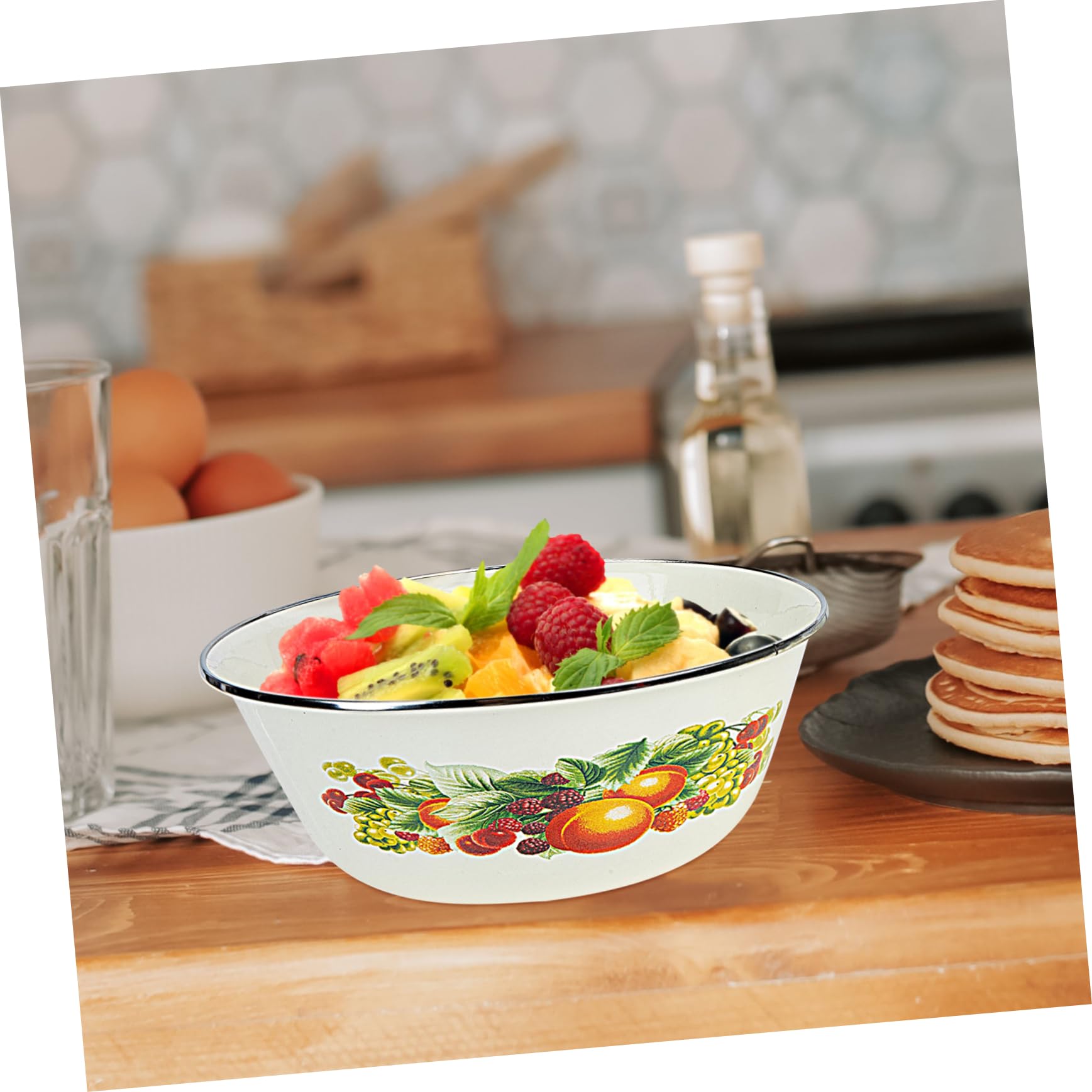 4 juegos de cuencos esmaltados con tapa, cuencos de acero inoxidable, cuencos para sopa con tapa, recipiente con tapa, esmaltado, lavabo, ensalada redonda, recipiente para pasta, recipiente de metal