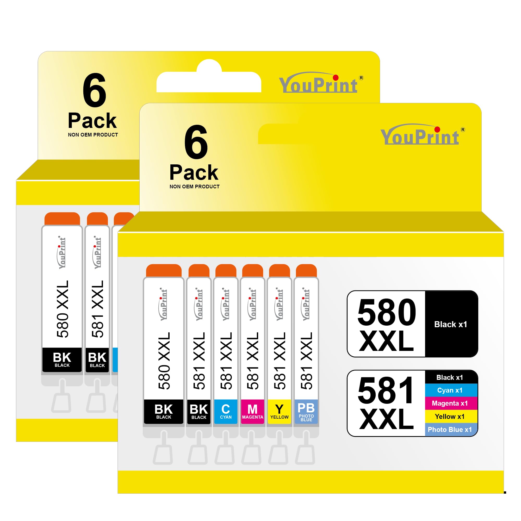 12 YouPrint Druckerpatronen für Canon PGI-580 CLI-581 XXL incl