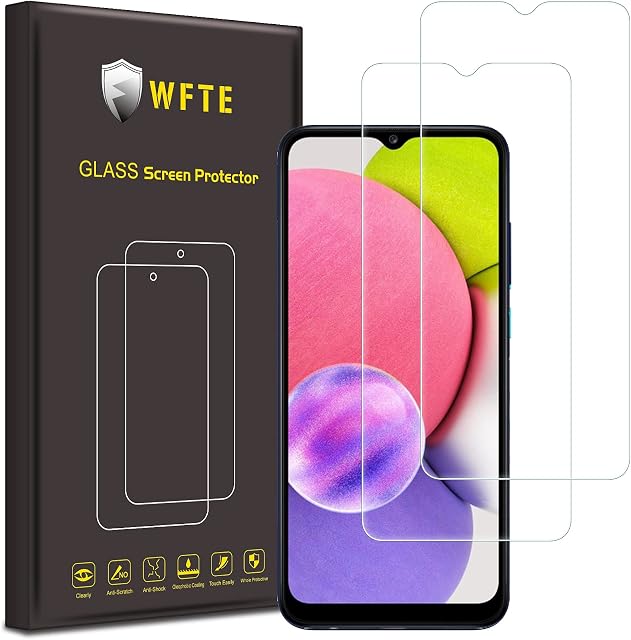 WFTE [2-Pack Screen Protector for Samsung Galaxy A03S/A03/A32 5G,Anti-Scratch,Bubble-Free,Dust-Free Premium Tempered Glass Screen Protector For Samsung Galaxy A03S/A03/A32 5G