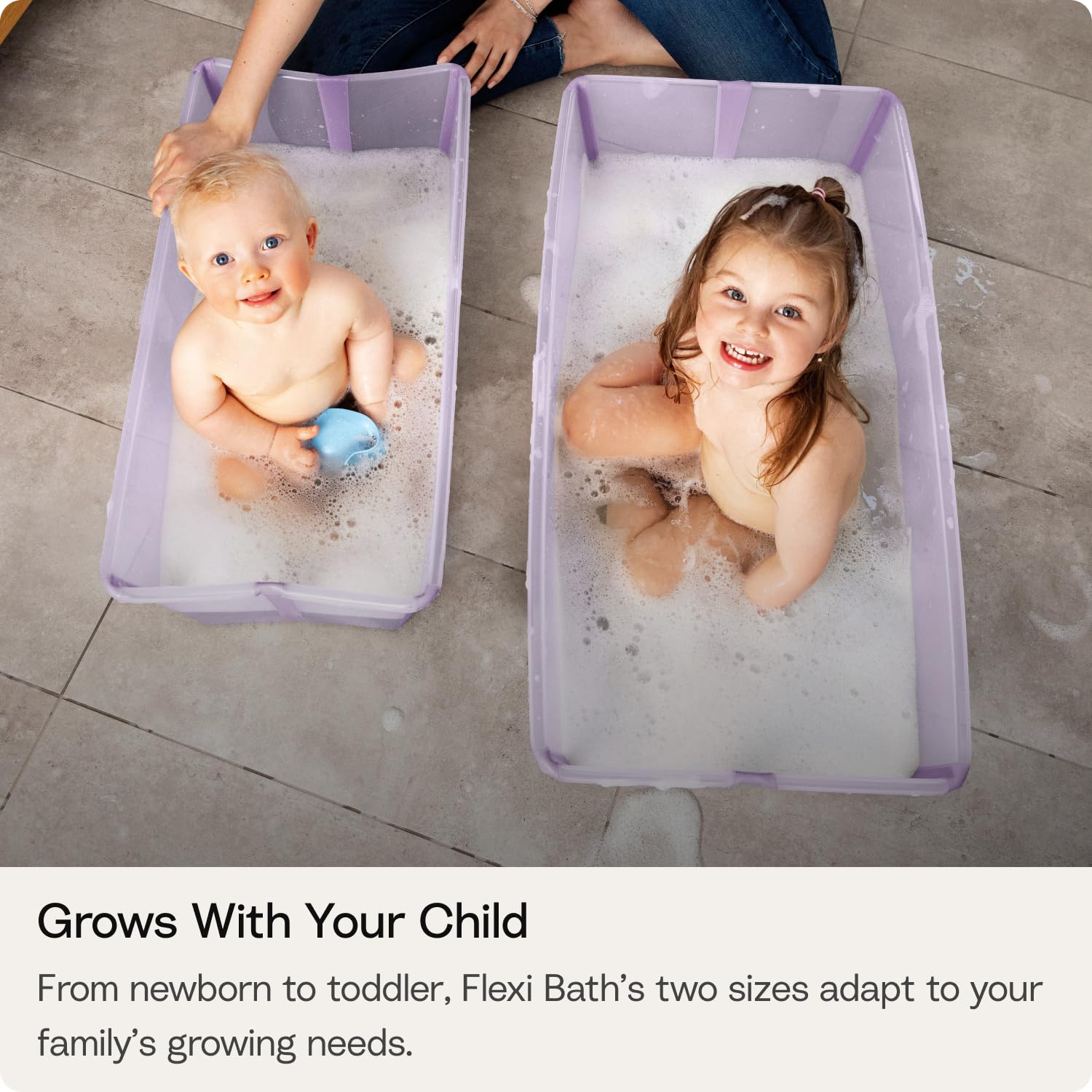 Stokke Flexi Bath X-Large Bundle - White | Spacious Baby Bathtub for Birth - 6 Yrs + Newborn Insert, Lightweight, Foldable, Easy to Store