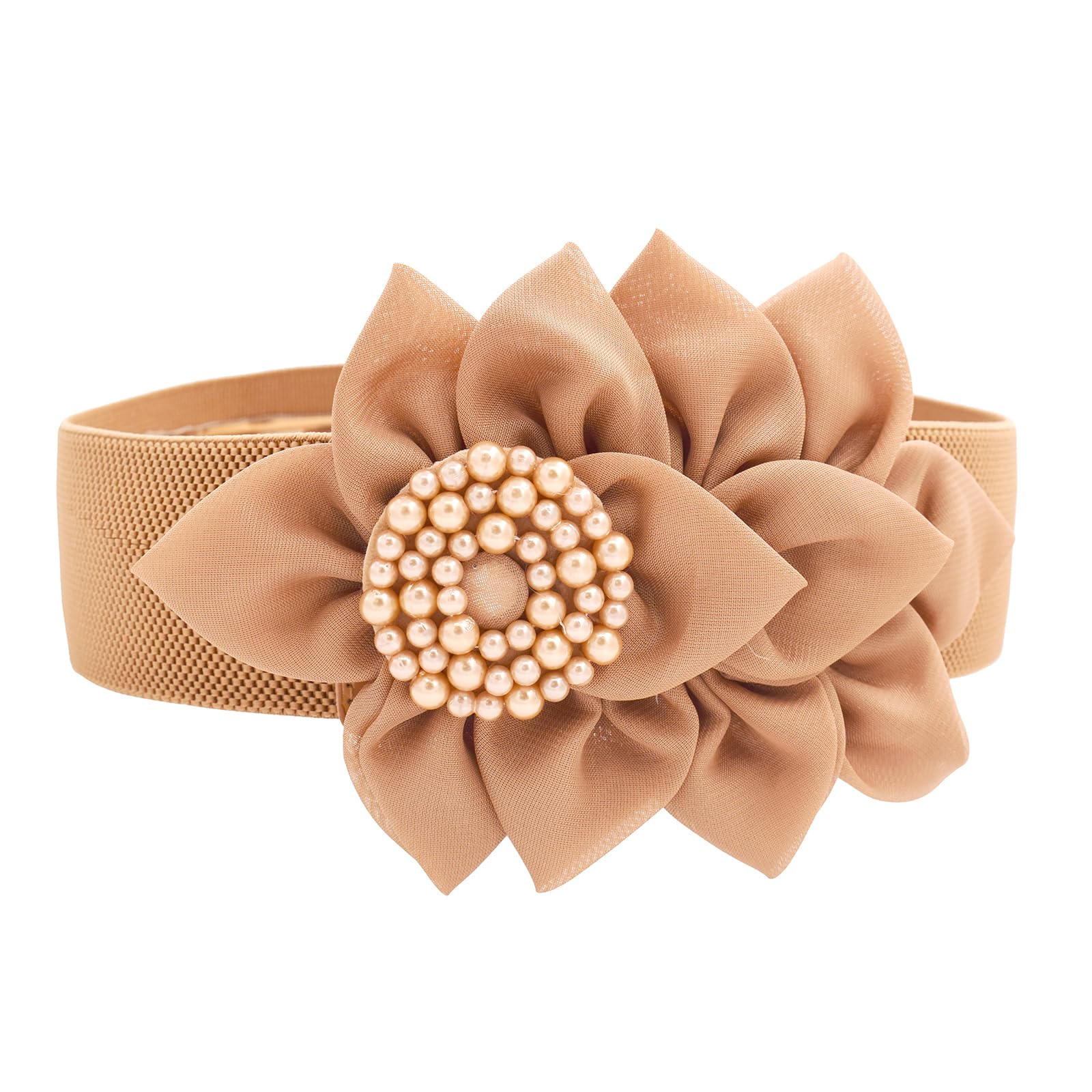TeeYee Damen Elastisch Taillengürtel Große Blumen Decor Boho