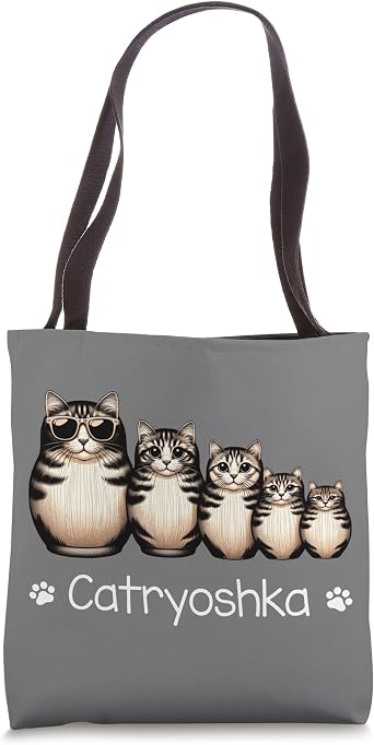 Catryoshka Cute Cats Matryoshka Russian Nesting Doll Set Tote Bag