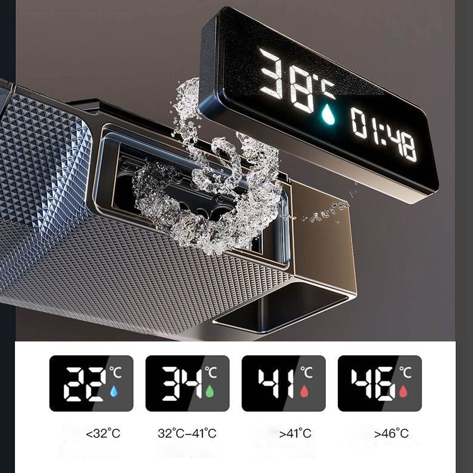 Sistema Doccia a Vista con Display della Temperatura, Set Rubinetto, soffione a Parete, Include Doppia Testa, beccuccio per Vasca e doccetta per Bidet per WC, Kit