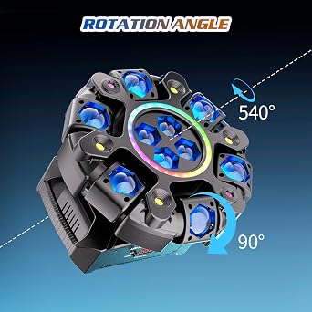 2PCS 6-Arm LED Stage Lights with 90 Swing & 540 Horizontal Rotation, White/Warm Strobe, Starry Sky Effects, Auto/Sound Control, DMX/Master-Slave, Adjustable Speed for Parties & Small Shows