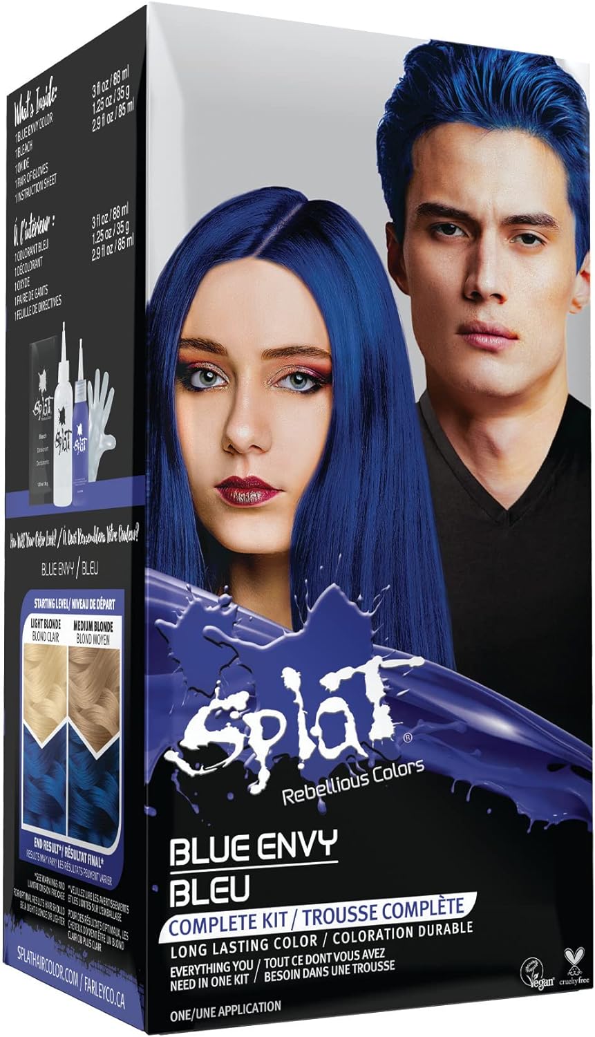 SPLAT Blue Temporary Hair Dye Complete Hair Dye Kit for a Bold, Blue