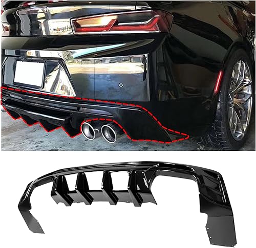 Miniatura 2 de Difusor trasero para parachoques compatible con Chevrolet Camaro 2016-2022, cenefa inferior estilo fábrica, color negro brillante