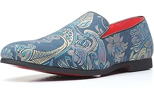 Men's Light Blue Loafer Shoes - Glitter Slip on Dress Shoes for Wedding, Party, Prom