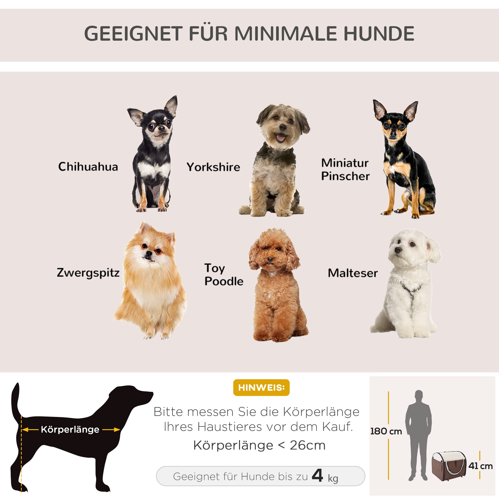 PawHut Stabile, faltbare Transporttasche für kleine Hunde, Welpen, Katzen und andere Kleintiere! Größe S