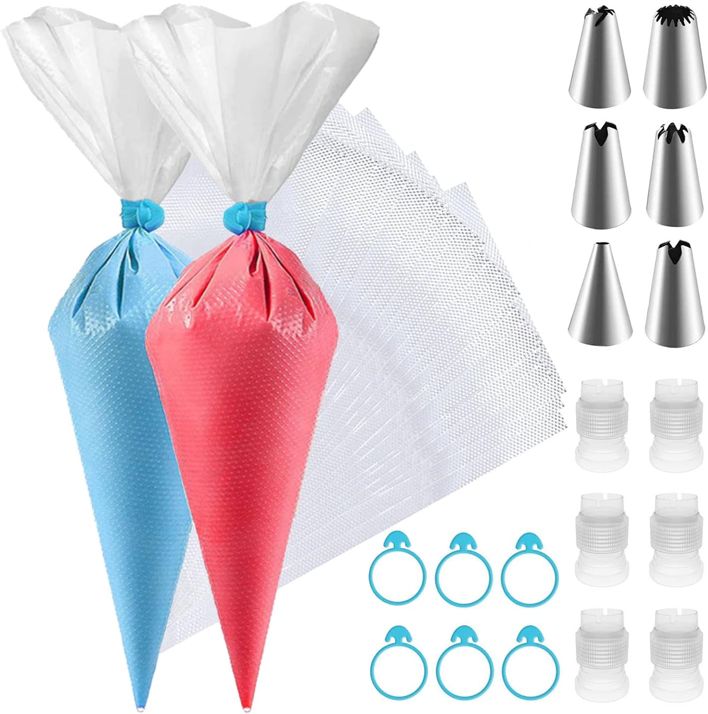 118 Pieces Disposable Piping Bags and Tips Set 100Pcs 12