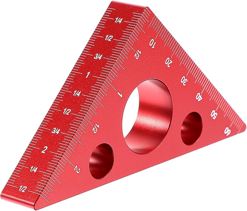 Ymapinc High-Precision Thickened Triangle Ruler Layout Measuring, 45/90 Degree with Imperial and Metric Scales, Carpenter's Square Measuring Tool for Woodworking Workshop Table Miter Saw