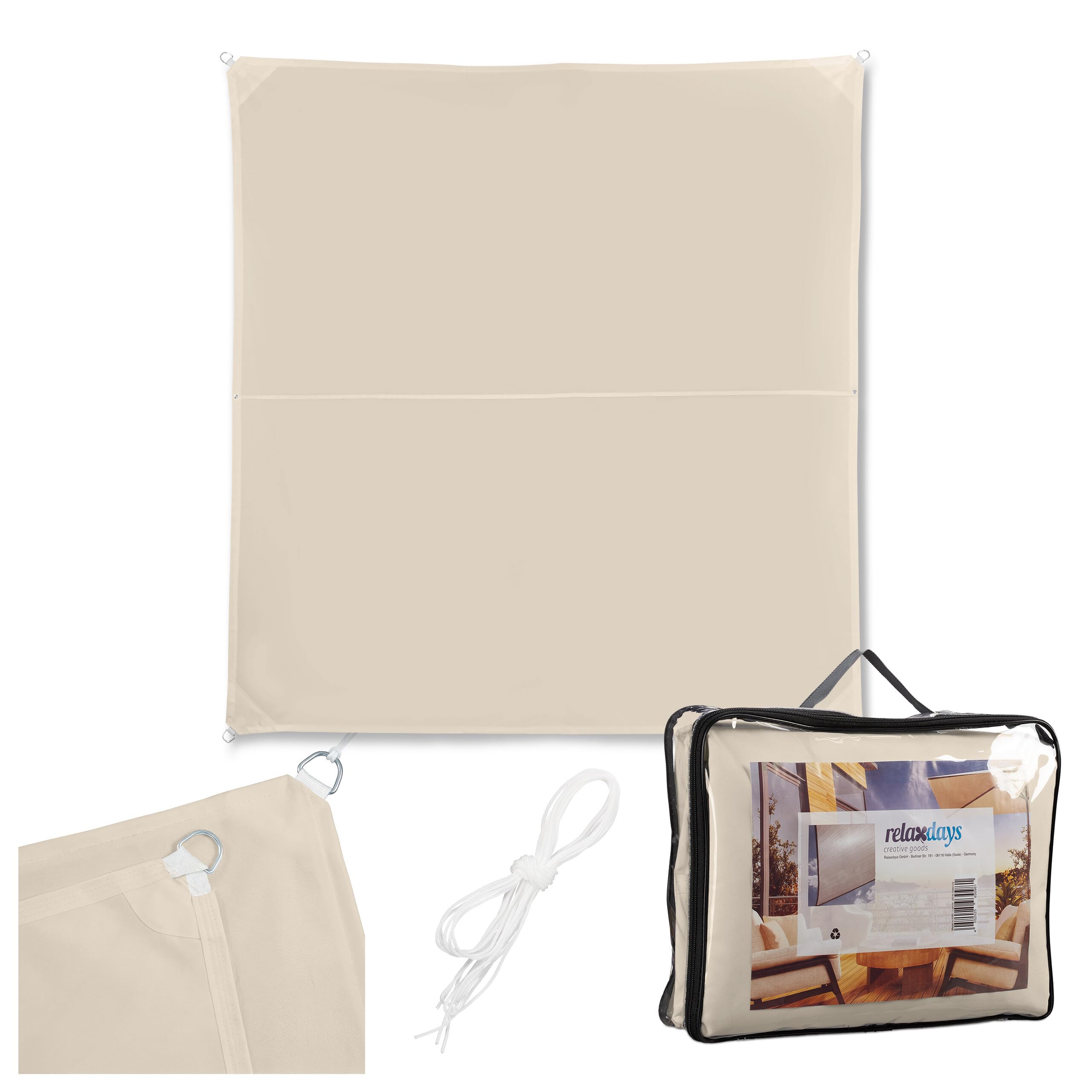 Voile d'ombrage Relaxdays, Polyester Hydrofuge, à œillets avec Cordes, Pare-Soleil, Tailles & Couleurs