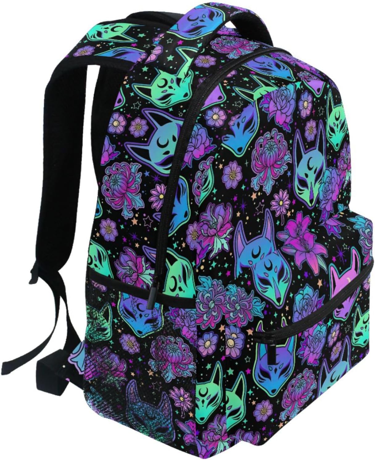 MNSRUU Student School Bag Magic Purple Fox Backpack for Girls Boys College Bookbag Laptop Rucksack Travel Backpack for Adult Teen Casual Daypack