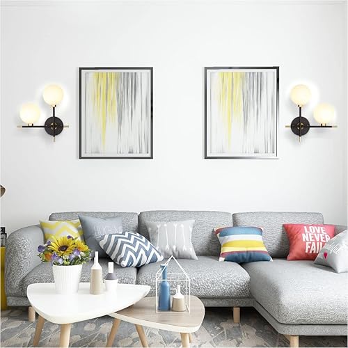 Miniatura 5 de KCO Magic Bean Globe - Lámpara de pared de 2 luces de mediados de siglo, además de apliques de pared, lámpara de pared creativa para dormitorio,