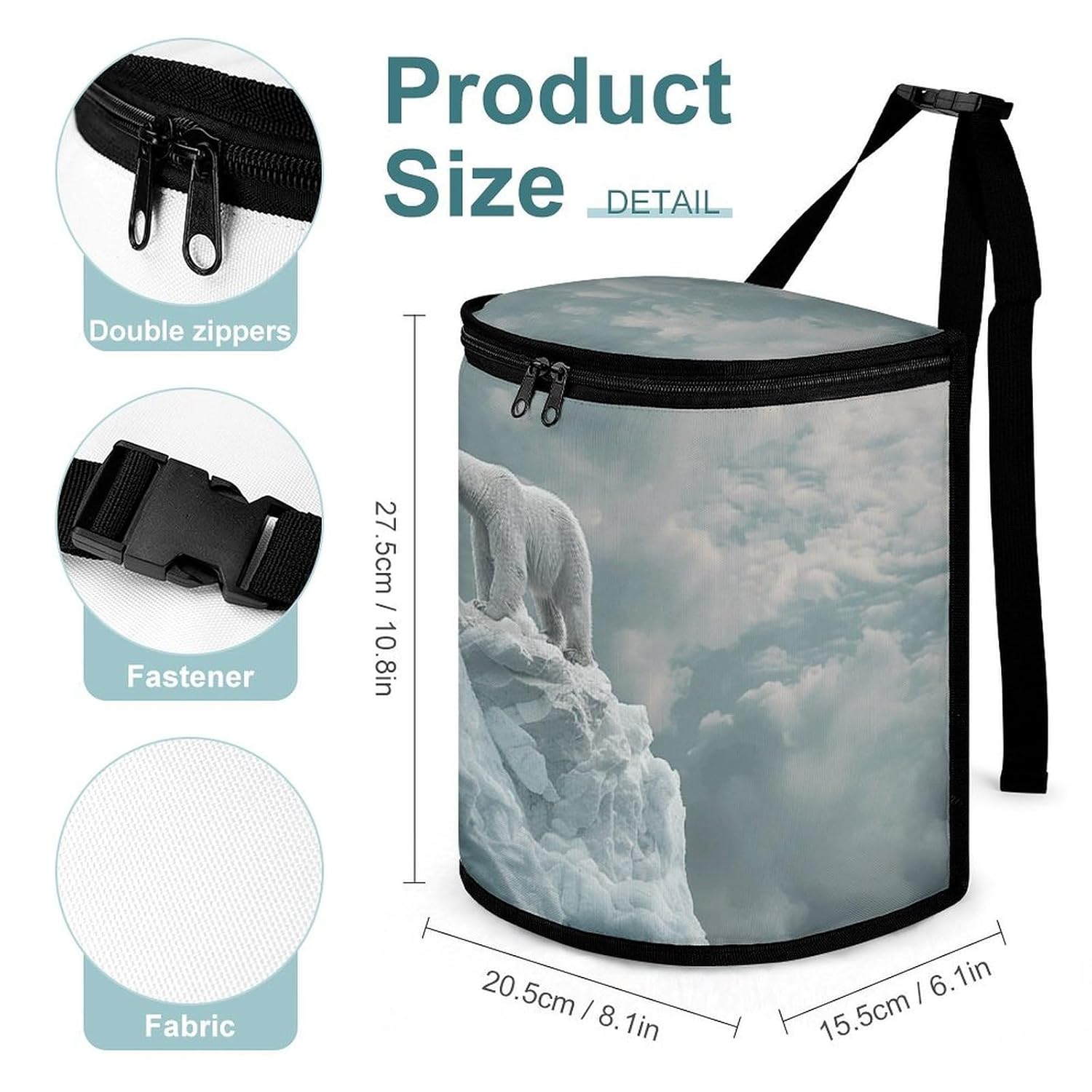 MUSM Leakproof Car Trash Can 2.5 Gallon, Durable Automotive Garbage Bag with Waterproof Liner, On Top of Iceberg Trash Bag for Car, Truck, RV & Bathroom
